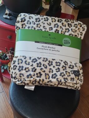 Kate Spade Plush Floral Leopard Blanket